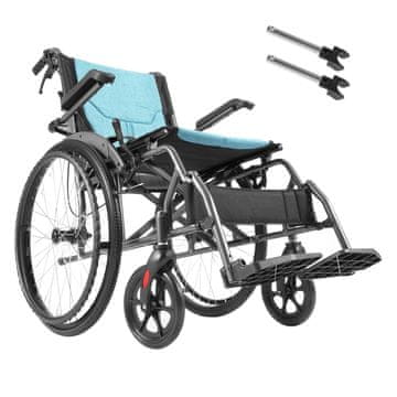 VEVOR Invalidski voziček, 108x63.5x92 cm, sivo-modro-črna, aluminijeva zlitina