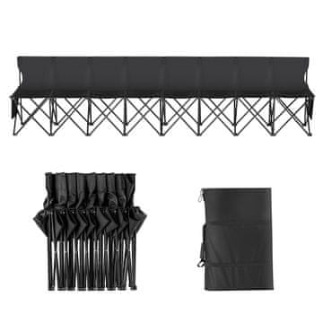 VEVOR Zložljiva klop 8 sedežev 3150x836x442 mm črna