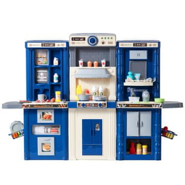 VEVOR Otroška kuhinjska igralna garnitura 3-v-1 modularna zasnova 128x29x90 cm modra