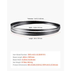 VEVOR Trak žaga rezilo 1511x6.35 mm 6 TPI ogljikovo jeklo