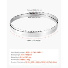 VEVOR Tračna žaga rezilo 1832x12.7x0.5 mm 4 TPI 18 HRC ogljikovo jeklo