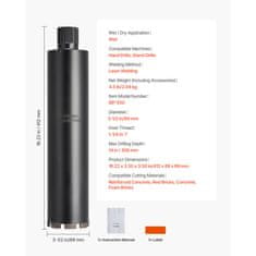 VEVOR Krožna sveder 89 mm premer, 356 mm globina vrtanja, rdeča