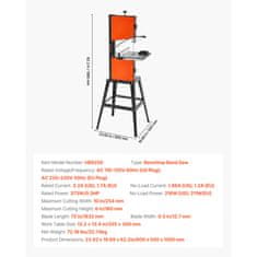 VEVOR Namizna tračna žaga z dvema hitrostma in stojalom 335x340 mm, širina reza 254 mm