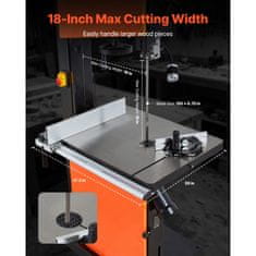 VEVOR Tračna žaga 457 mm širina rezanja 406 mm višina rezanja 690x510 mm miza za obdelavo lesa
