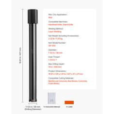 VEVOR Krožna svederka 38 mm premera, 356 mm globine vrtanja, rdeča