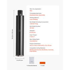 VEVOR Krožna svederka 76x356 mm mokra diamantna rdeča