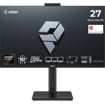 MSI Računalnik All-in-One PRO MAX 27TP Z 8MG-002XEU Ryzen 7 / 16 GB / 512 GB SSD / 27" FHD / Touchscreen / IPS / 120Hz / 5MP Webcam / Windows 11 Pro (črn)