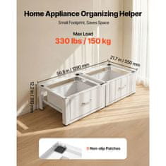 VEVOR Podstavek za pralni stroj 1290x550x310 mm Bela 2 kosa