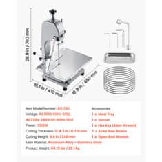 VEVOR Električna trakasta žaga za meso BS-130 315x460 mm, debelina rezanja 0-110 mm