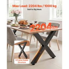 VEVOR Noge za mizo X okvir 760x120x750 mm črne barve