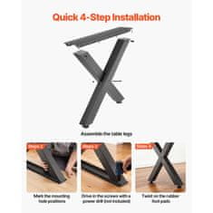 VEVOR Noge za mizo X okvir 760x120x750 mm črne barve