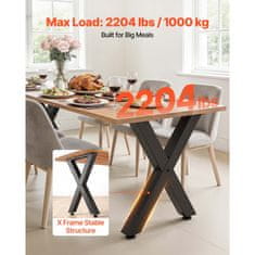 VEVOR Noge za mizo X okvir 750x600x120 mm črne barve