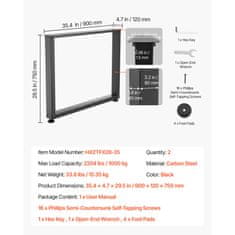 VEVOR Noge za mizo 900x120x750 mm črne barve