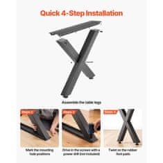 VEVOR Noge za mizo X okvir 750x600x120 mm črne barve
