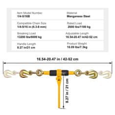 VEVOR Nastavljiv verižni zategovalnik 42x52 cm, nosilnost 1179 kg, komplet 4 kosa