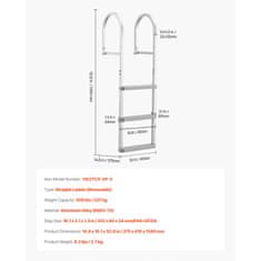 VEVOR Lestev za pomol odstranljiva 3-stopenjska 41x8x3.4 cm srebrna