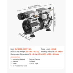 VEVOR Aerator za ribnik 5.2 CFM 4/5 HP zračni kompresor 255x160x215 mm 590 W