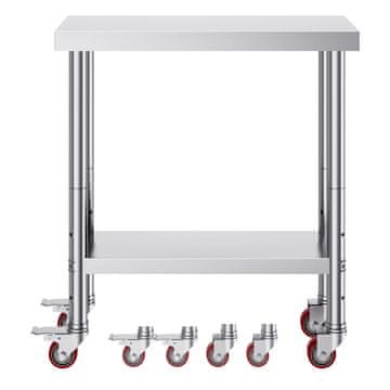 VEVOR Delovna miza za catering 762x450x860 mm nastavljiva srebrna