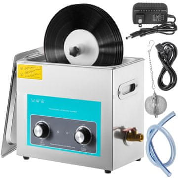 VEVOR Ultrazvočni čistilec vinilnih plošč 6L 32.5x17.6x15 cm srebrn