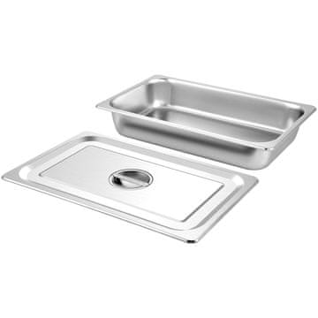 VEVOR Parna posoda za paro polne velikosti 53.7x33x9.5 cm srebrna