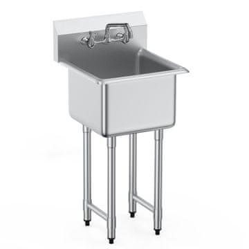 VEVOR Enojna korita za utility pomivalno korito 45.7x104.1 cm iz nerjavečega jekla