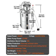 VEVOR Destilator vode za eterična olja 49.2L 42.4x42.4x84 cm