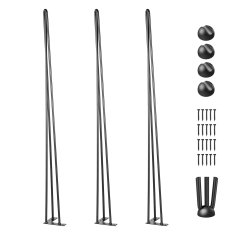VEVOR Noge za mizo Hairpin 101.6 cm Črne Komplet 4 Kos Težka izvedba