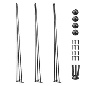 VEVOR Noge za mizo Hairpin 101.6 cm Črne Komplet 4 Kos Težka izvedba