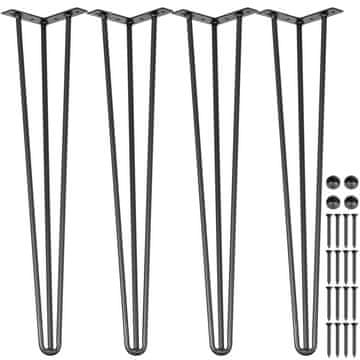 VEVOR Noge za mizo Hairpin 61 cm črne, komplet 4, močne in trpežne