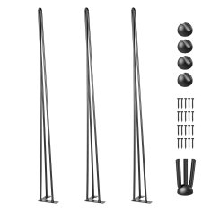 VEVOR Noge za mizo Hairpin 3 palice komplet 4 kosi 91.4 cm črne