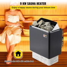 VEVOR Električni suhi grelnik za savno 9KW, nerjaveče jeklo, 41x28x57 cm