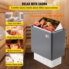 VEVOR Električni suhi grelnik za savno 9KW, nerjaveče jeklo, 41x28x57 cm