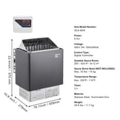 VEVOR Grelnik savne 409x278x570 mm 8 kW Digitalni regulator Notranja Zunanja uporaba