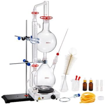 VEVOR Komplet za destilacijo eteričnih olj 2000 ml 700x400x700 mm 28-delni set