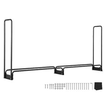VEVOR Stojalo za drva 244x36x117 cm Črno zunanji prostor za shranjevanje