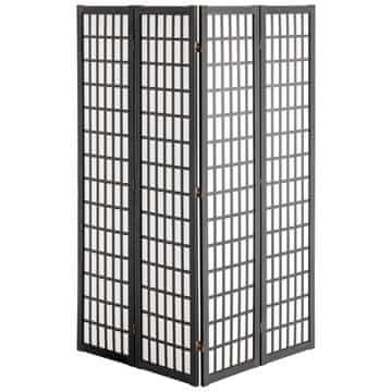 VEVOR Prostorovni razdelilec 4 paneli japonski slog 1620x1700x18.5 mm črn