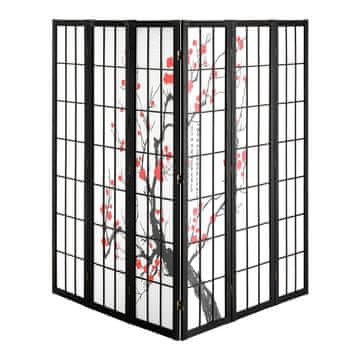 VEVOR Prostorilni razdelilec 6 panelov japonski slog 2420x1700x18.5 mm črn
