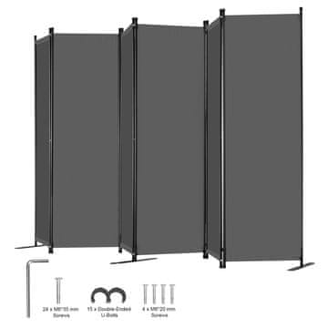 VEVOR Prostorovni razdelilnik 6-panelni zložljiv zaslon za zasebnost 3110x1805x450 mm siva