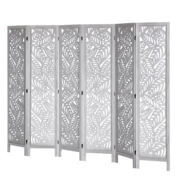 VEVOR Prostorovni razdelilnik 6-panelni zložljiv zaslon za zasebnost 2420x1700x18.5 mm bela
