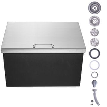 VEVOR Vgradni hladilnik za led, komercialni zaboj za led, 71.1x50.8x43.2 cm, srebrn