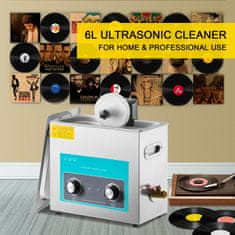 VEVOR Ultrazvočni čistilec vinilnih plošč 6L 32.5x17.6x15 cm srebrn