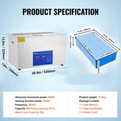 VEVOR Ultrazvočni čistilec 30 L 530x330x330 mm iz nerjavečega jekla
