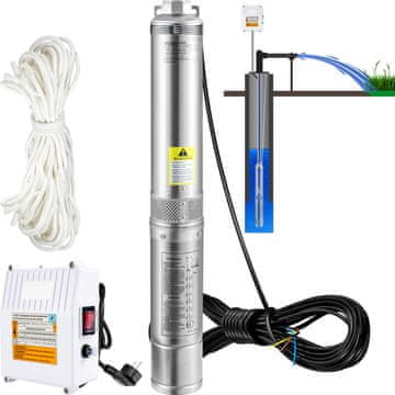 VEVOR Potopna črpalka za globoke vrtine 4SDM8/9, 10.2 cm, 20 m kabel, nerjaveče jeklo