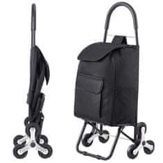 VEVOR Nakupovalni voziček za stopnice 36L 34x20x53 cm Črn