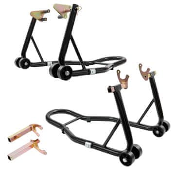 VEVOR Stojalo za motor spredaj in zadaj komplet 470x690x345 mm črno