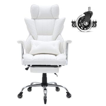 VEVOR Pisarna stol z naslonom in naslonjalom za noge 74x74x127 cm bela