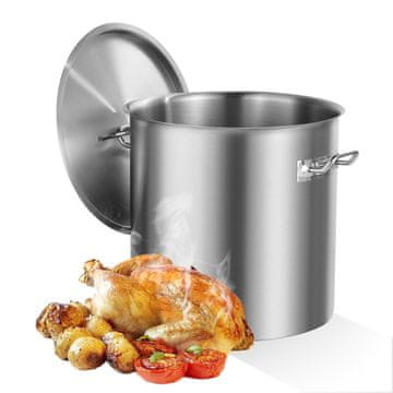VEVOR Lonec za kuhanje 53 Quart s pokrovom in ročajem 39.5x40.5 cm srebrn