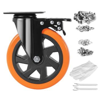 VEVOR Kolesa za voziček s ploščo za vrtenje 15.2 cm, komplet 4, težka PVC, z zaklepanjem, ne puščajo sledi