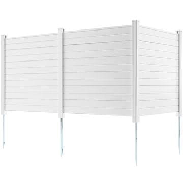 VEVOR Zaslon za zasebnost 3-panelni vinil ograja 127x127 cm bela
