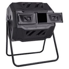VEVOR Posoda za kompost z dvojno komoro, vrtljiva, 73.5x62.5x95.5 cm, črna